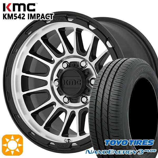 【取付対象】215/60R16 95H トーヨー ナノエナジー3プラス KMC KM542 IMPACT SATINBLACK MACHINED 16インチ 7.0J 5H114.3 サマータイヤホイールセット