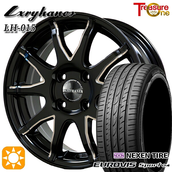 【取付対象】165/60R14 75H ロードストーン ユーロビズ Sport 04 トレジャーワン ラグジーヘインズ LH015 ブラックマシニングポリッシュ 14インチ 4.5J 4H100 サマータイヤホイールセット