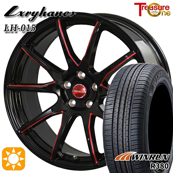 【取付対象】マツダ6 エクストレイル 225/60R18 104V XL ウィンラン R380 トレジャーワン ラグジーヘインズ LH015 ブラック・マシニングレッドクリア 18インチ 7.0J 5H114.3 サマータイヤホイールセット