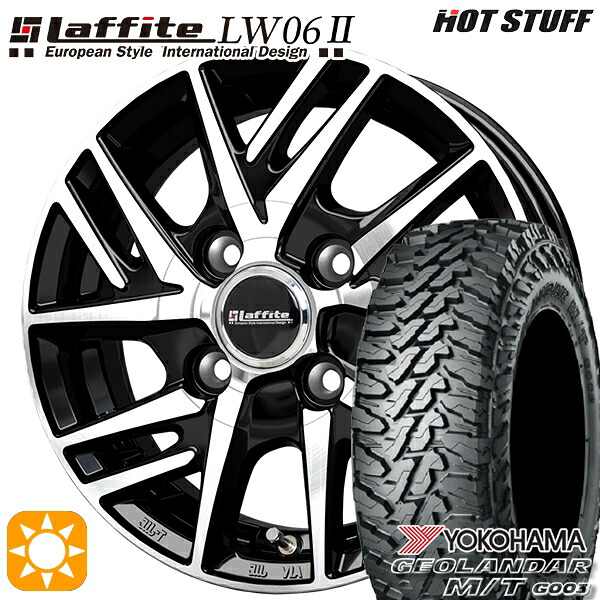 【取付対象】軽トラ 145/80R12 80/78N LT ヨコハマ ジオランダーM/T G003 HotStuff ラフィット LW06-2 BK/P 12インチ 4.0J 4H100 サマータイヤホイールセット