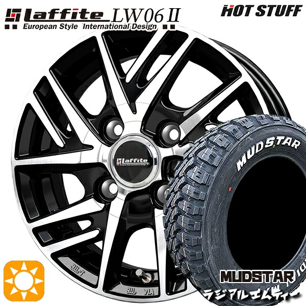 【取付対象】軽トラ 145/80R12 80/78N マッドスター ラジアル M/T ホワイトレター HotStuff ラフィット LW06-2 BK/P 12インチ 4.0J 4H100 サマータイヤホイールセット |エムオートギャラリー