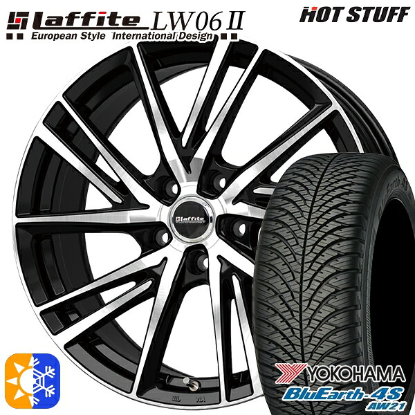 235/55R18 100V ヨコハマ ブルーアース 4S AW21 HotStuff ラフィット LW06-2 BK/P 18インチ 7.0J 5H114.3 オールシーズンタイヤホイールセット |エムオートギャラリー