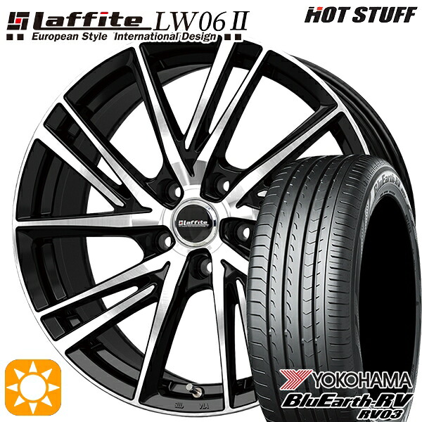 【取付対象】C-HR レガシィB4 225/50R18 95V ヨコハマ ブルーアース RV03 HotStuff ラフィット LW06-2 BK/P 18インチ 8.0J 5H114.3 サマータイヤホイールセット