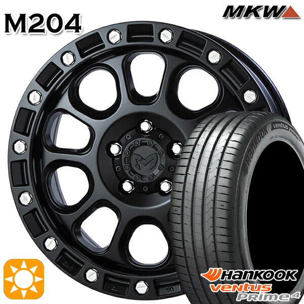 【取付対象】225/65R17 102H ハンコック veNtus PRime4 K135A MKW M204 ブラックキャット 17インチ 8.0J 5H114.3 サマータイヤホイールセット