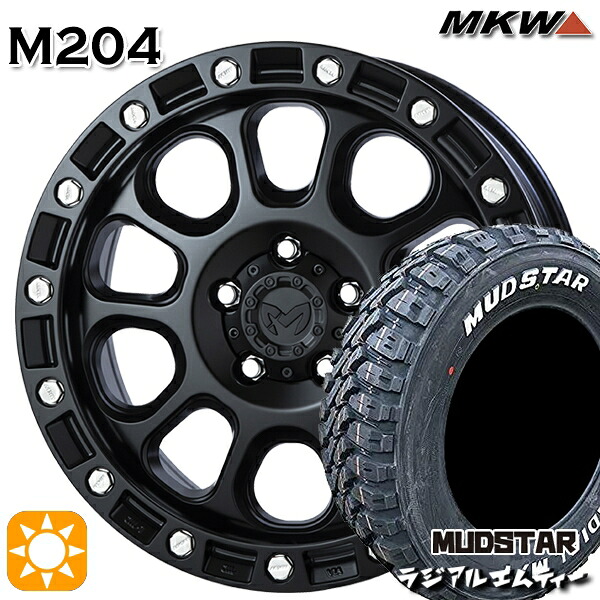 【取付対象】225/65R17 102T マッドスター ラジアルM/T MKW M204 ブラックキャット 17インチ 8.0J 5H114.3 サマータイヤホイールセット