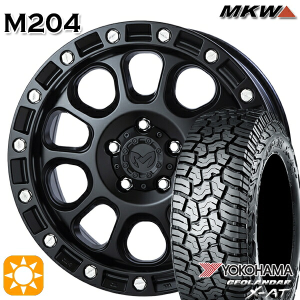 【取付対象】JEEPラングラー 265/70R17 ヨコハマ ジオランダー X-AT G016 MKW M204 ブラックキャット 17インチ 8.0J 5H127 サマータイヤホイールセット |エムオートギャラリー