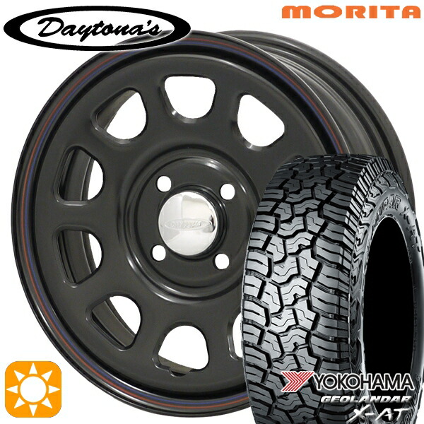 【取付対象】アゲトラ165/65R14 81/78Q ヨコハマ ジオランダーX-AT G016 MRT DAYTONA'S G2 デイトナズ ブラック 14インチ 5.0J 4H100 サマータイヤホイールセット