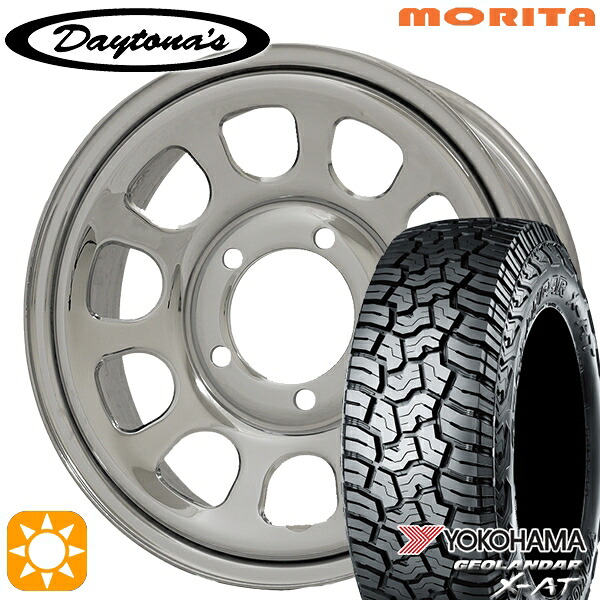 【取付対象】ジムニーJB23/64 215/70R16 100/97Q ヨコハマ ジオランダー X-AT G016MRT DAYTONA'S G2 デイトナズ クローム 16インチ 5.5J 5H139.7 サマータイヤホイールセット