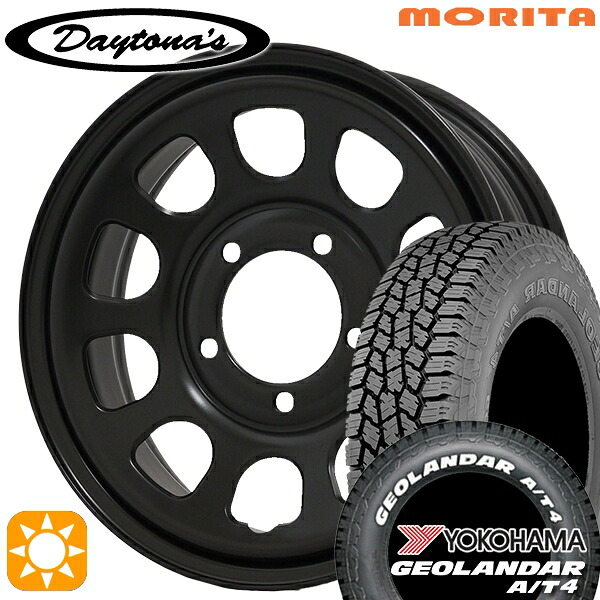 【取付対象】ジムニーJB23/64 185/85R16 105/103N LT ヨコハマ ヨコハマ ジオランダー A/T4 G018 ホワイトレター MRT DAYTONA'S G2 デイトナズ マットブラック 16インチ 5.5J 5H139.7 サマータイヤホイールセット
