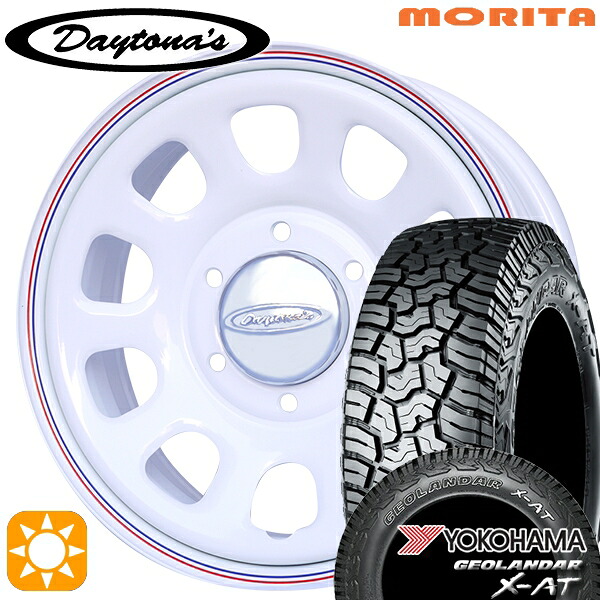 【取付対象】200系ハイエース 215/65R16 109/107Q ヨコハマ ジオランダー X-AT G016 OWL MRT DAYTONA'S G2 デイトナズ ホワイト 16インチ 6.5J 6H139.7 サマータイヤホイールセット