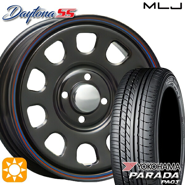 【取付対象】軽トラ 165/55R14C 95/93N ヨコハマ パラダ PA03 MLJ デイトナ SS ブラック 14インチ 5.0J 4H100 サマータイヤホイールセット |エムオートギャラリー