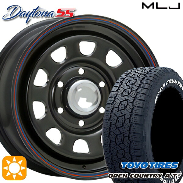 【取付対象】200系ハイエース 215/65R16 109/107R トーヨー オープンカントリーA/T3 ホワイトレター MLJ デイトナ SS ブラック 16インチ 7.0J 6H139.7 サマータイヤホイールセット |エムオートギャラリー