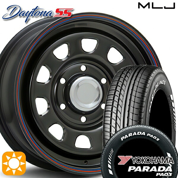 【取付対象】215/65R16C 109/107S ヨコハマ パラダ PA03 ホワイトレター MLJ デイトナ SS ブラック 16インチ 7.0J 6H139.7 サマータイヤホイールセット ｜エムオートギャラリー