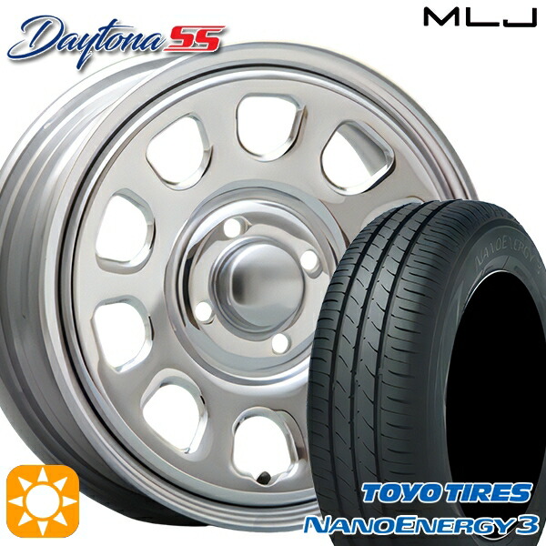 【取付対象】エブリィワゴン 165/60R14 75H トーヨー ナノエナジー3 MLJ デイトナ SS クローム 14インチ 5.0J 4H100 サマータイヤホイールセット