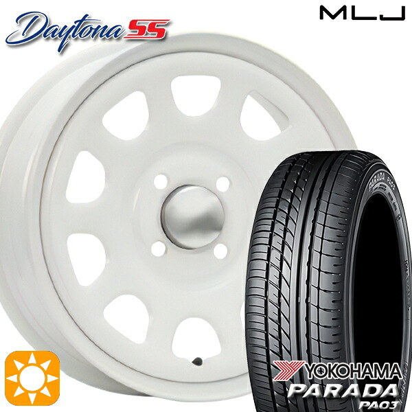 【取付対象】軽トラ 165/55R14C 95/93N ヨコハマ パラダ PA03 MLJ デイトナ SS オールホワイト 14インチ 5.0J 4H100 サマータイヤホイールセット