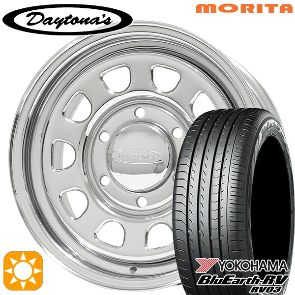 【取付対象】200系ハイエース 215/60R17 96H ヨコハマ ブルーアース RV03 MRT DAYTONA'S デイトナズ クローム 17インチ 6.5J 6H139.7 サマータイヤホイールセット