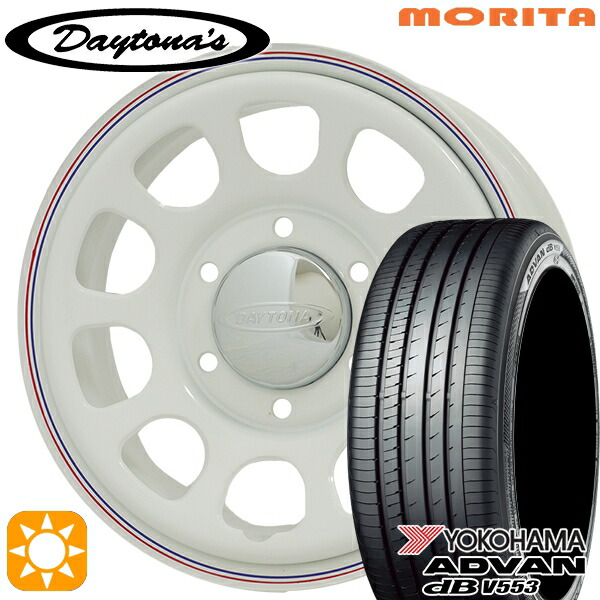 【取付対象】200系ハイエース 215/60R17 96H ヨコハマ アドバンデシベル V553 MRT DAYTONA'S デイトナズ ホワイト 17インチ 6.5J 6H139.7 サマータイヤホイールセット