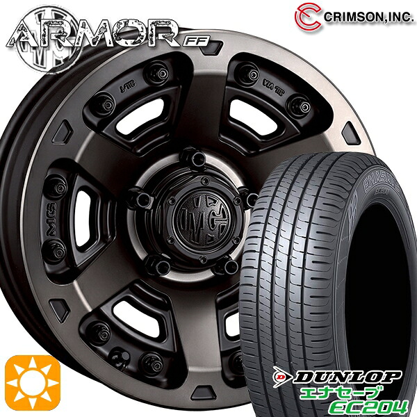 【取付対象】195/60R16 89H ダンロップ エナセーブ EC204 クリムソン MGアーマー MBC 16インチ 7.0J 5H114.3 サマータイヤホイールセット