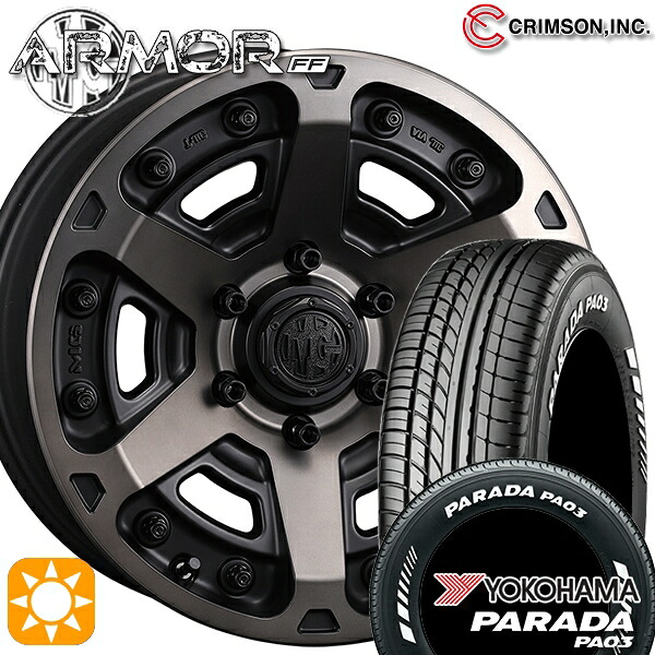 【取付対象】215/65R16C 109/107S ヨコハマ パラダ PA03 ホワイトレター クリムソン MGアーマー MBC 16インチ 7.0J 6H139.7 サマータイヤホイールセット