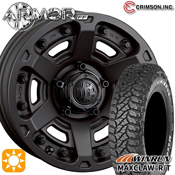 【取付対象】ジムニーシエラ 185/85R16 105/103N ウィンラン マックスクロウ R/T　ホワイトレター クリムソン MGアーマー SB 16インチ 6.0J 5H139.7 サマータイヤホイールセット