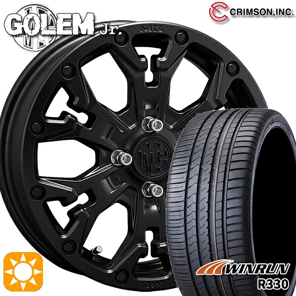 【取付対象】アクア ヤリス 195/50R16 88V XL ウィンラン R330 クリムソン MG ゴーレムJr. マットブラック 16インチ 6.0J 4H100 +38 サマータイヤホイールセット |エムオートギャラリー