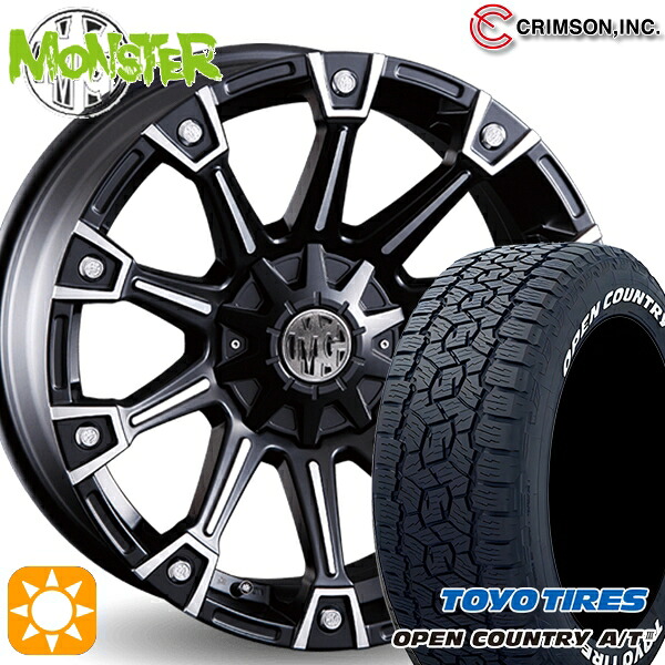 【取付対象】245/65R17 111H XL トーヨー オープンカントリーA/T3 ホワイトレター クリムソン MG モンスター ブラックポリッシュ 17インチ 7.0J 10H114.3/127 サマータイヤホイールセット ｜エムオートギャラリー