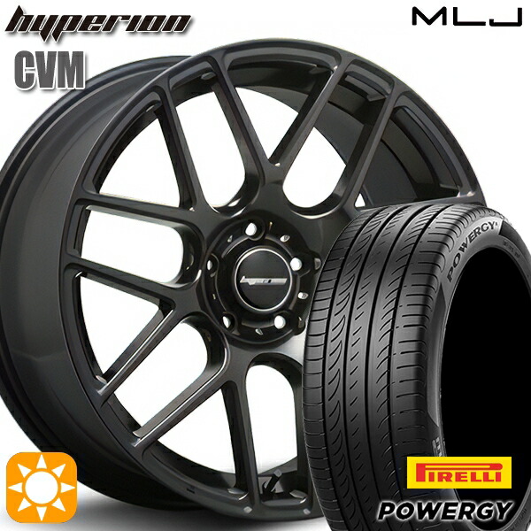 【取付対象】クラウン アコード 245/35R19 93Y XL ピレリ パワジー POWERGY MLJ ハイペリオン CVM ハーフグロスブラック 19インチ 8.5J 5H114.3 サマータイヤホイールセット