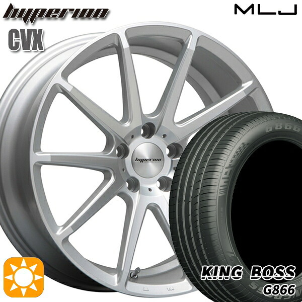 【取付対象】215/50R18 96W XL キングボス G866 MLJ ハイペリオン CVX セミグロスポリッシュ/シルバー 18インチ 8.0J 5H114.3 サマータイヤホイールセット