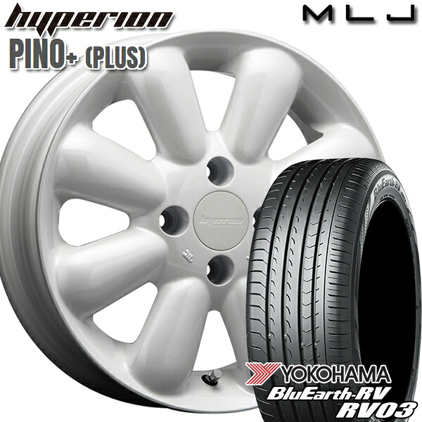 【取付対象】エブリィワゴン 165/60R14 75H ヨコハマ ブルーアース RV03 MLJ ハイペリオン ピノプラス パールホワイト 14インチ 4.5J 4H100 サマータイヤホイールセット