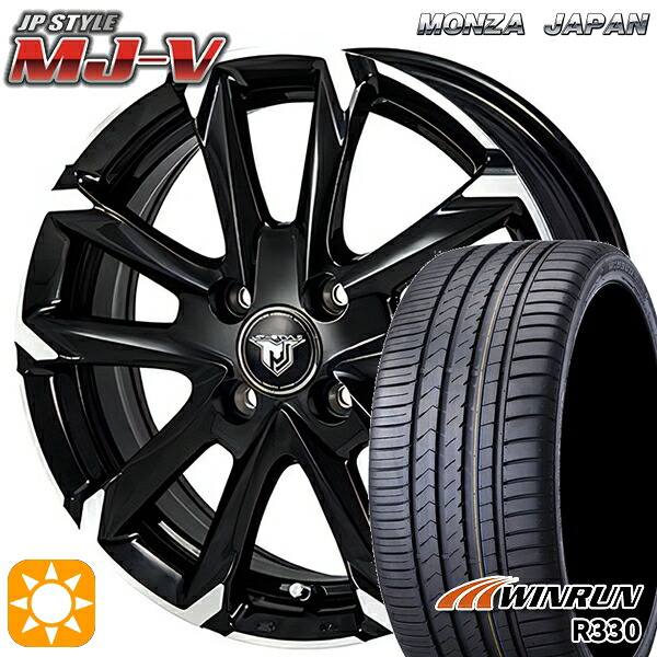 【取付対象】195/45R16 84V XL ウィンラン R330 モンツァ JPスタイル MJ-V ブラックメタリック/ポリッシュ 16インチ 6.0J 4H100 サマータイヤホイールセット |エムオートギャラリー