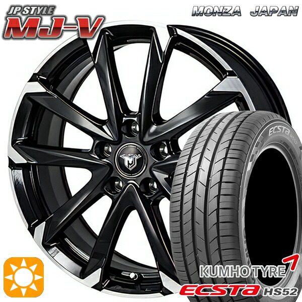 【取付対象】215/60R17 100V XL クムホ エクスタ HS52 モンツァ JPスタイル MJ-V ブラックメタリック/ポリッシュ 17インチ 7.0J 5H114.3 サマータイヤホイールセット