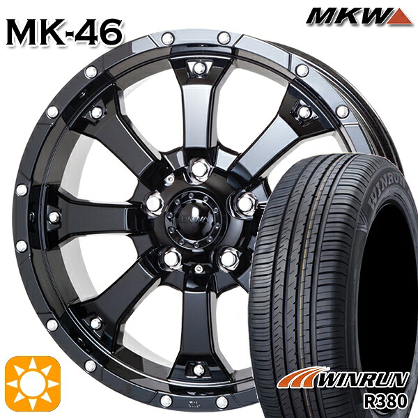 【取付対象】205/65R16 95H ウィンラン R380 MKW MK-46 グロスブラック 16インチ 7.0J 5H114.3 サマータイヤホイールセット |エムオートギャラリー