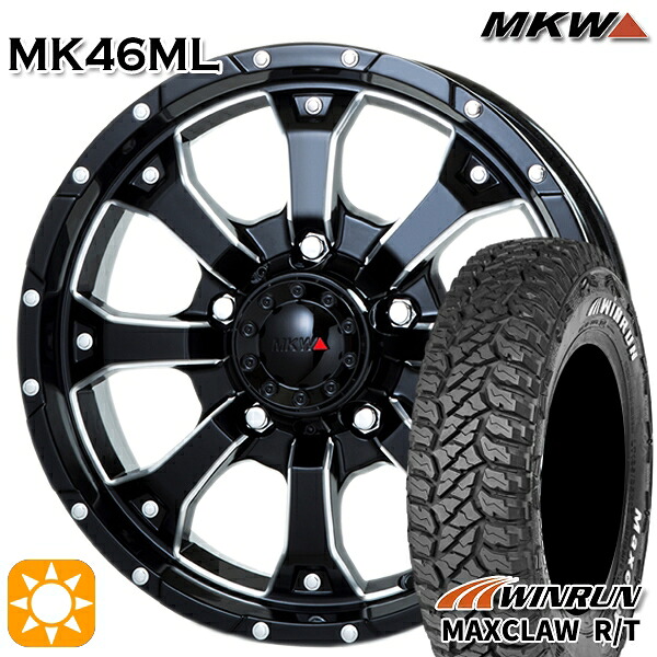 【取付対象】ジムニー 185/85R16 105/103N ウィンラン マックスクロウ R/T　ホワイトレター MKW MK-46 M/L+ ミルドブラック 16インチ 5.5J 5H139.7 サマータイヤホイールセット 71,132円