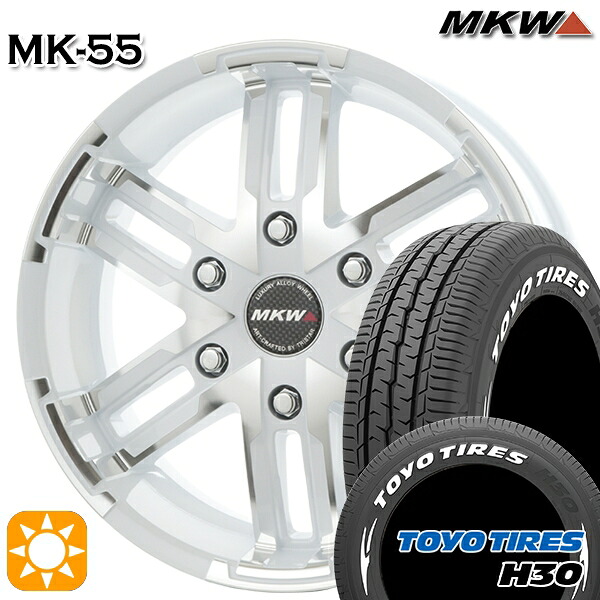 【取付対象】215/65R16 109/107R トーヨー H30 ホワイトレター MKW MK-46 M/L+ ダイヤカットパールホワイト 16インチ 6.5J 6H139.7 サマータイヤホイールセット |エムオートギャラリー