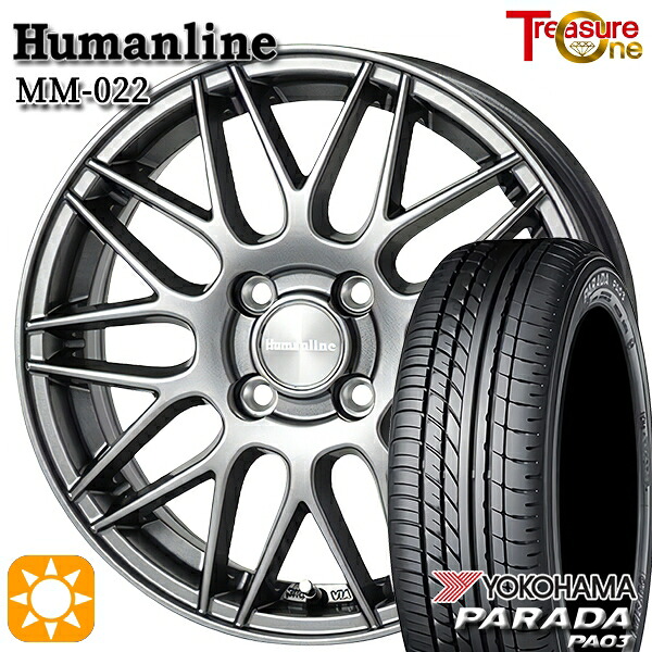 【取付対象】軽トラ 165/55R14C 95/93N ヨコハマ パラダ PA03 トレジャーワン ヒューマンライン MM022 ダークグレー 14インチ 4.5J 4H100 サマータイヤホイールセット ｜エムオートギャラリー