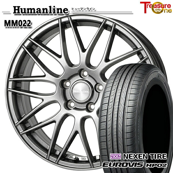 【取付対象】フリード 185/65R15 ネクセン ロードストーン ユーロビズ HP02 トレジャーワン ヒューマンライン MM022 ダークグレー 15インチ 6.0J 5H114.3 +53 サマータイヤホイールセット