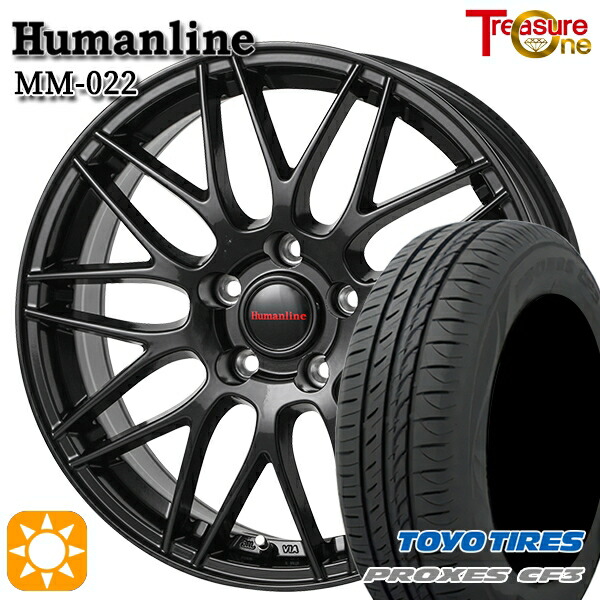 【取付対象】プリウスα ストリーム 205/60R16 92H トーヨー プロクセス CF3 トレジャーワン ヒューマンライン MM022 ブラック 16インチ 6.5J 5H114.3 サマータイヤホイールセット