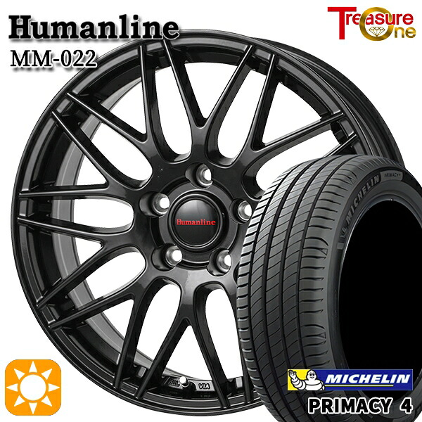 【取付対象】リーフ アクセラ 205/55R16 91W ミシュラン プライマシー4 トレジャーワン ヒューマンライン MM022 ブラック 16インチ 6.5J 5H114.3 サマータイヤホイールセット