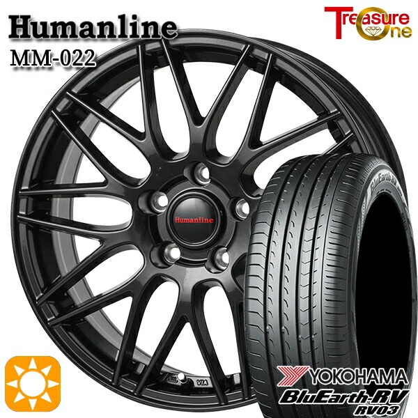 【取付対象】BP系レガシィアウトバック 215/55R17 94V ヨコハマ ブルーアース RV03 トレジャーワン ヒューマンライン MM022 ブラック 17インチ 7.0J 5H100 サマータイヤホイールセット 64,295円