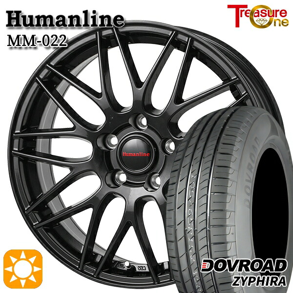 【取付対象】195/55R16 87V DOVROAD ザイファイラ トレジャーワン ヒューマンライン MM022 ブラック 16インチ 6.5J 5H100 サマータイヤホイールセット ｜エムオートギャラリー