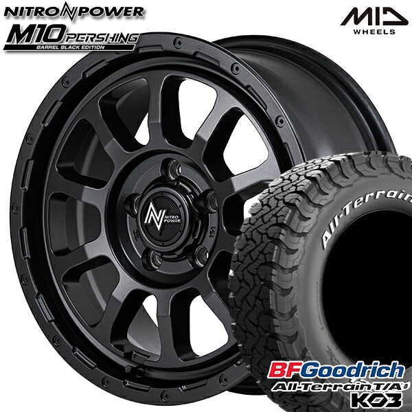 【取付対象】235/70R16 110/107S RWL BFグッドリッチ オールテレーン T/A KO3 MID ナイトロパワー M10 パーシング バレルブラック 16インチ 7.0J 5H114.3 サマータイヤホイールセット ｜エムオートギャラリー