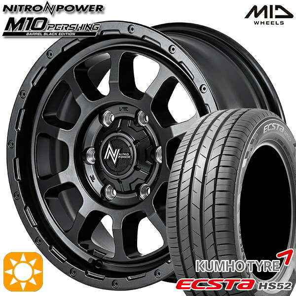 【取付対象】215/60R17 100V XL クムホ エクスタ HS52 MID ナイトロパワー M10 パーシング バレルブラック 17インチ 6.5J 6H139.7 サマータイヤホイールセット
