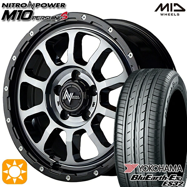 【取付対象】ヤリスクロス 205/65R16 95H ヨコハマ ブルーアース ES32 MID ナイトロパワー M10パーシングS ブラック/DCマシニング/ブラッククリア 16インチ 7.0J 5H114.3 サマータイヤホイールセット ｜エムオートギャラリー
