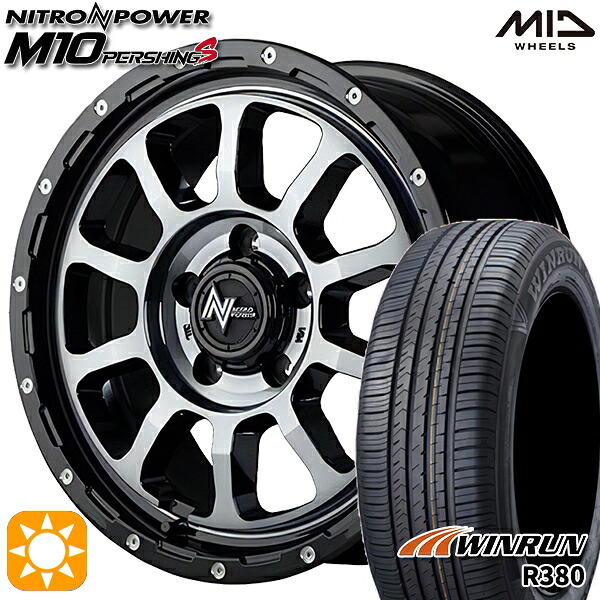 【取付対象】エルグランド クロスロード 215/65R16 98H ウィンラン R380 MID ナイトロパワー M10パーシングS ブラック/DCマシニング/ブラッククリア 16インチ 7.0J 5H114.3 サマータイヤホイールセット |エムオートギャラリー
