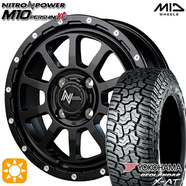【取付対象】アゲトラ 155/65R14 ヨコハマ ジオランダーX-AT G016 MID ナイトロパワー M10パーシングKC セミグロスブラック/マシニング 14インチ 4.5J 4H100 サマータイヤホイールセット