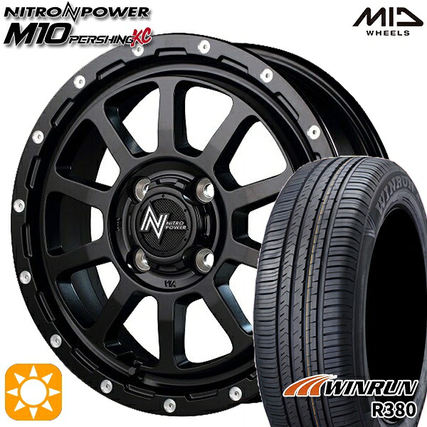 【取付対象】エブリィワゴン 165/60R14 75H ウィンラン R380 MID ナイトロパワー M10パーシングKC セミグロスブラック/マシニング 14インチ 4.5J 4H100 サマータイヤホイールセット |エムオートギャラリー