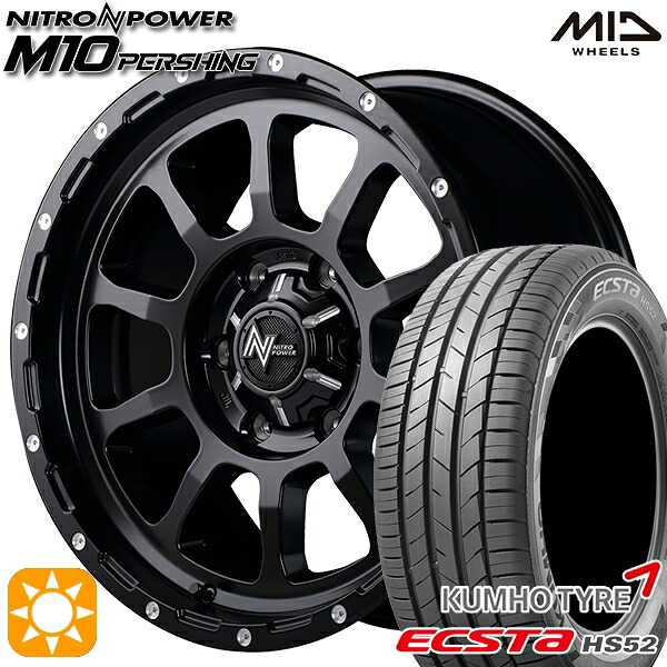 【取付対象】C-HR カローラクロス 215/60R17 100V XL クムホ エクスタ HS52 MID ナイトロパワー M10パーシングS セミグロスブラック/マシニング 17インチ 7.0J 5H114.3 サマータイヤホイールセット