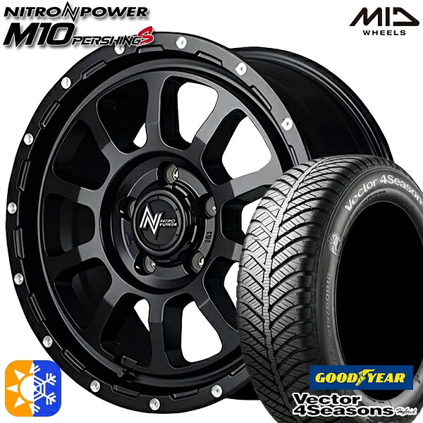 ヴェゼル オデッセイ 215/60R16 95H グッドイヤー ベクター フォーシーズンズ MID ナイトロパワー M10パーシングS 16インチ 7.0J 5H114.3 セミグロスブラック/マシニング オールシーズンタイヤホイールセット ｜エムオートギャラリー