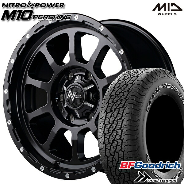 【取付対象】265/65R17 112T ORWL BFグッドリッチ トレールテレーン MID ナイトロパワー M10パーシング セミグロスブラック/マシニング 17インチ 8.0J 6H139.7 サマータイヤホイールセット