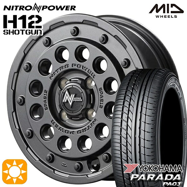 【取付対象】軽トラ 165/55R14C 95/93N ヨコハマ パラダ PA03 MID ナイトロパワー H12ショットガン バレルブラック 14インチ 4.5J 4H100 サマータイヤホイールセット